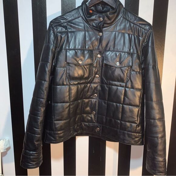Customized LADIES OF HARLEY Vintage 90s Tommy Hilfiger Quilted Leather Jacket - Picture 8 of 16
